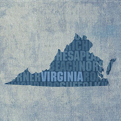 Wall Art - Mixed Media - Virginia Word Art State Map on Canvas by Design Turnpike