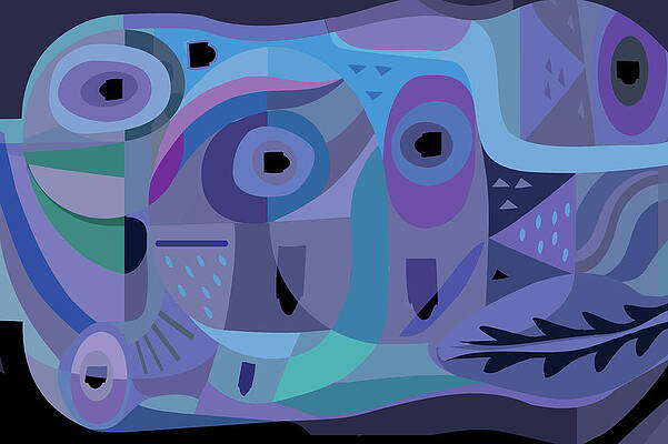 Vivid Blue, Turquoise And Purple Modern Print by Charles Harker