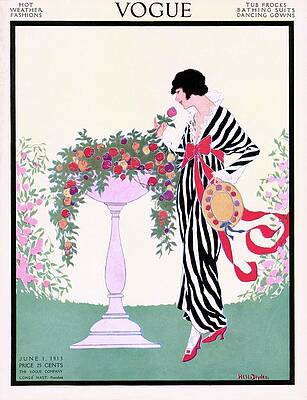 Wall Art - Photograph - Vogue Cover Featuring A Woman Smelling A Rose by Helen Dryden