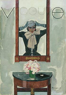 Wall Art - Digital Art - Vogue Magazine Cover Featuring A Reflection by Pierre Mourgue