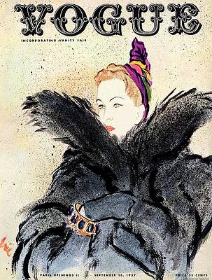 Wall Art - Photograph - Vogue Magazine Cover Featuring A Woman In A Fur by Carl Oscar August Erickson