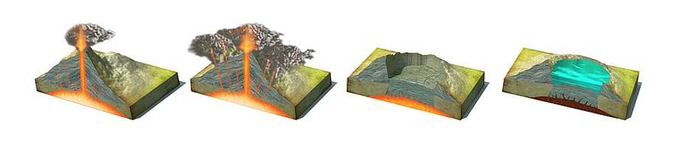 Wall Art - Photograph - Volcano Collapse Sequence by Science Photo Library