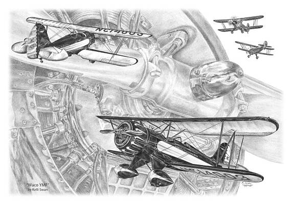 Waco YMF - Vintage Biplane Aviation Art by Kelli Swan Waco YMF - Vintage Biplane Aviation Art by Kelli Swan