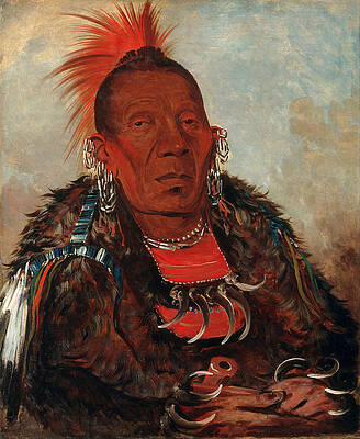 Wah-ro-nee-sah. The Surrounder. Chief of the Tribe Print by George Catlin