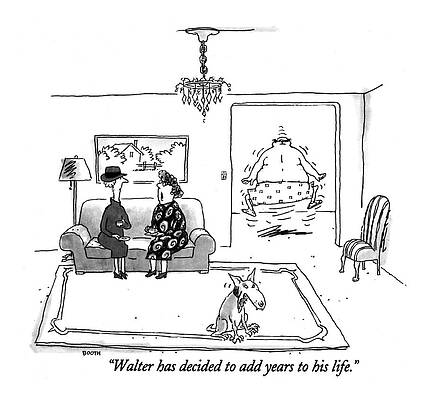 Wall Art - Drawing - Walter Has Decided To Add Years To His Life by George Booth