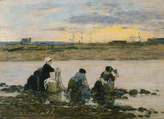 Washerwomen by the River Print by Eugene Boudin