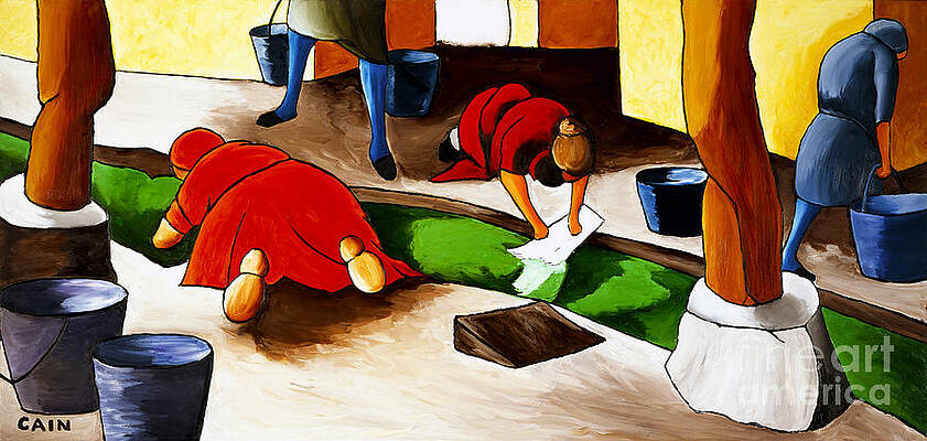 WASHING CLOTHES AT CANAL by William Cain WASHING CLOTHES AT CANAL by William Cain