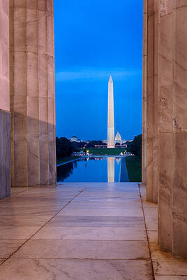 Wall Art - Photograph - Washington monument reflecting from Jefferson by Steven Heap
