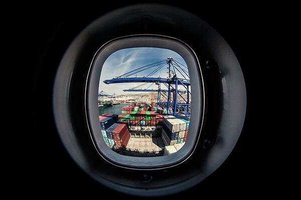 Wall Art - Photograph - Watching A Container Ship Being Loaded by Tim Martin