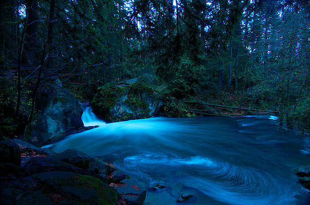 Watcom Falls at night by Jerry Druhan