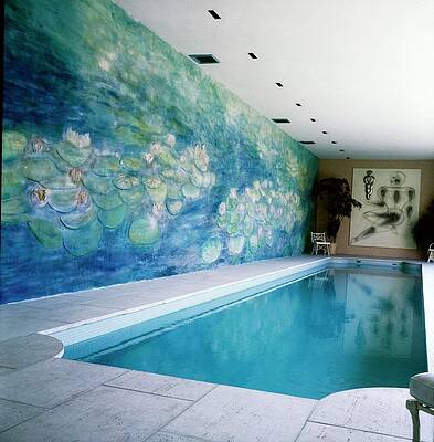 Wall Art - Photograph - Water Lily Fresco By A Pool by Horst P. Horst