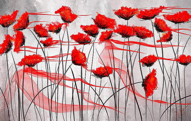 Wall Art - Painting - We Remember- Red Poppies Impressionist Painting by Lourry Legarde