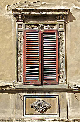 Wall Art - Photograph - Weathered Red Wood Window Shutters of Tuscany II by David Letts