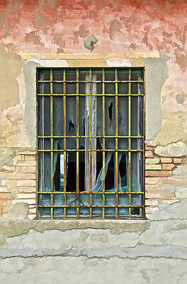 Wall Art - Photograph - Weathered Worn Window with Rusted Wrought Iron  by David Letts