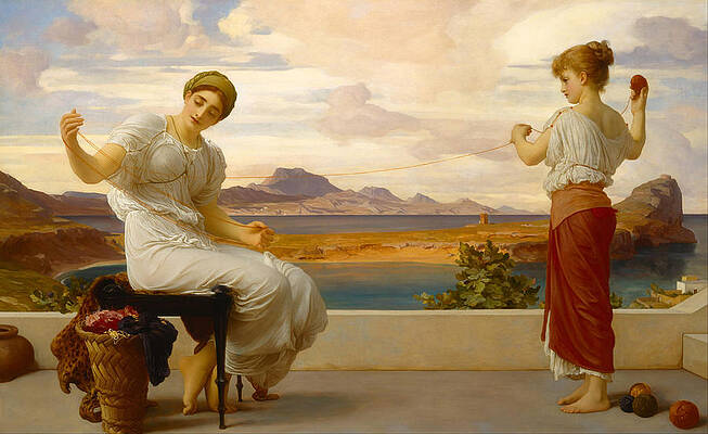 Winding the skein Print by Frederic Leighton