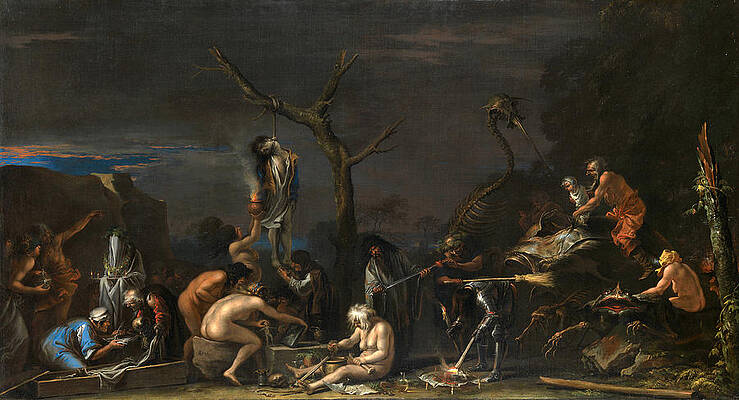 Witches at their Incantations Print by Salvator Rosa