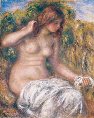 Woman by Spring Print by Pierre-Auguste Renoir