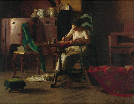 Woman writing at a table Print by Thomas Pollock Anshutz
