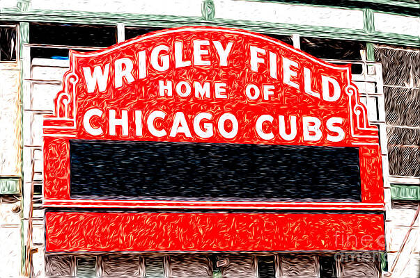 Chicago Cubs Wrigley Field Sign Black and White Picture T-Shirt by Paul  Velgos - Pixels