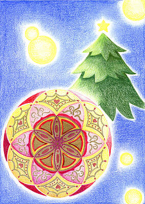Wall Art - Drawing - X'mas Ornament by Keiko Katsuta