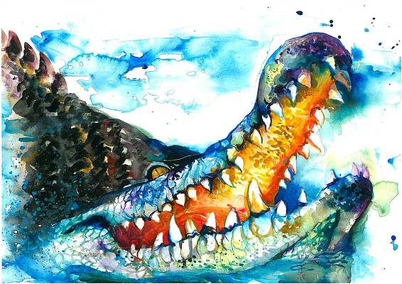 XXL Format Crocodile Watercolor by Tiberiu Soos XXL Format Crocodile Watercolor by Tiberiu Soos
