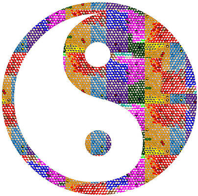 YIN YANG Artistic Dot Print ROUND SQUARE by MINU B