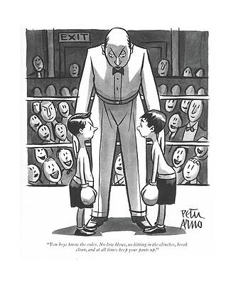 Wall Art - Drawing - You Boys Know The Rules. No Low Blows by Peter Arno