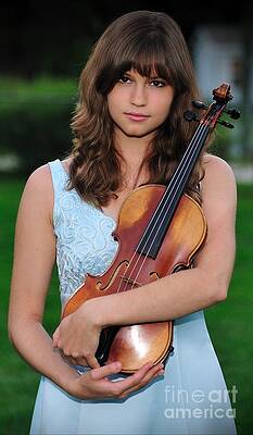 Young Girl Cradles Beloved Violin by Wayne Nielsen Young Girl Cradles Beloved Violin by Wayne Nielsen
