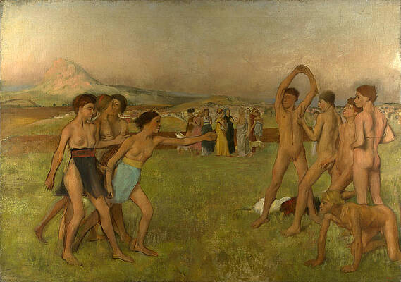 Young Spartans Exercising Print by Edgar Degas