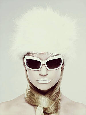 Wall Art - Photograph - Young Woman Wearing White Sunglasses by Image Source