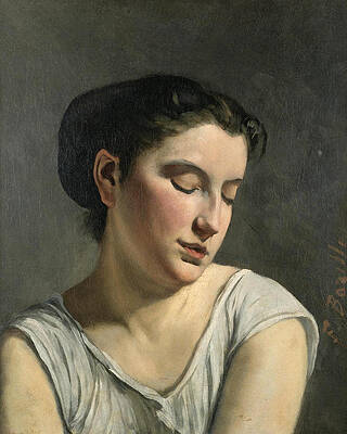 Young Woman with Lowered Eyes Print by Frederic Bazille