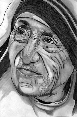 Mother Teresa by Amit Bhar  Pen and Ink Painting  Artflutecom