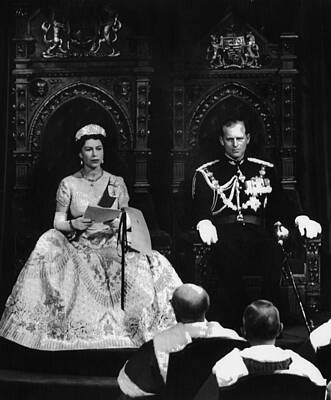 Wall Art - Photograph - Queen Elizabeth II, And Her Husband #1 by Everett