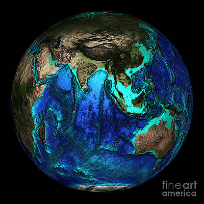 Wall Art - Photograph - Topographical Map Of Coordinates 0 N #1 by Science Source