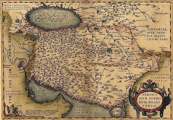 Wall Art - Photograph - 1570 Map Of Persia, From Abraham by Everett