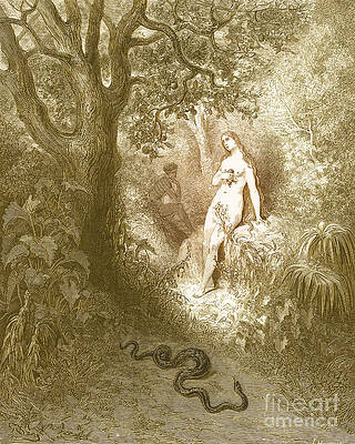 Wall Art - Photograph - Adam And Eve And Snake By Dore #3 by Photo Researchers