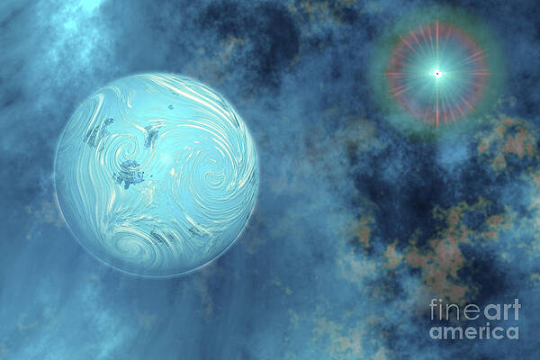 Wall Art - Digital Art - A Planet Forms From Surrounding Gases by Corey Ford