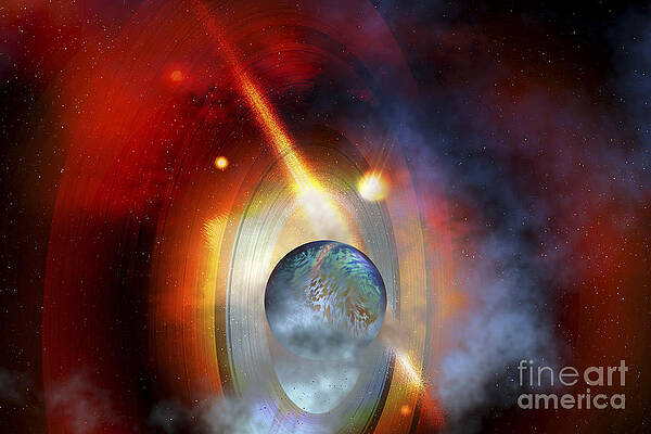 Wall Art - Digital Art - A Supernova Star Explodes Near A Ringed by Corey Ford