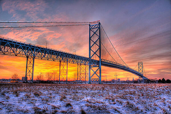 Ambassador Bridge Sunrise 1-16-2012 Detroit MI by Nicholas Grunas Ambassador Bridge Sunrise 1-16-2012 Detroit MI by Nicholas Grunas