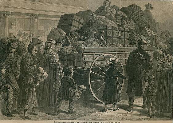 Wall Art - Photograph - An Immigrant Wagon Packed With Baggage by Everett