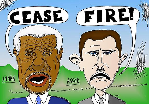 Annan Assad Cease Fire Cartoon by Yasha Harari