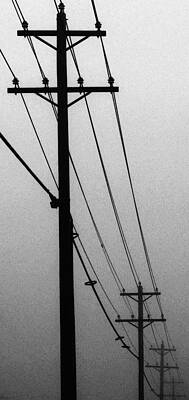 Black and White Poles in Fog Right View by TONY GRIDER Black and White Poles in Fog Right View by TONY GRIDER