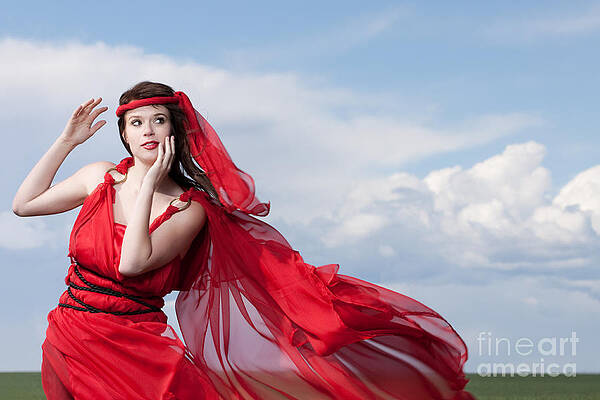 Wall Art - Photograph - Blown Away Woman in Red Series by Cindy Singleton