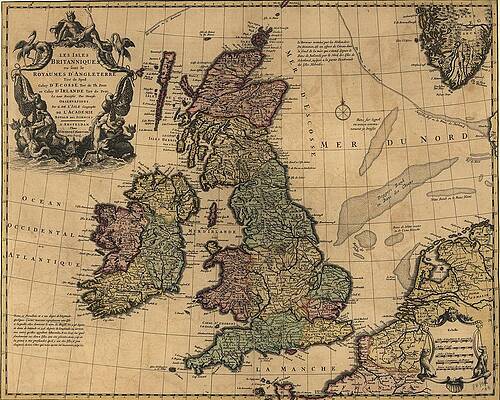 Wall Art - Photograph - British Isles In Early 18th Century Map by Everett
