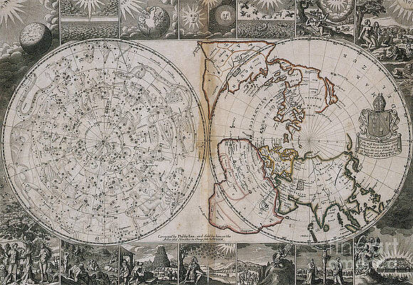 Wall Art - Photograph - Celestial And World Map, Circa 1691 by Science Source