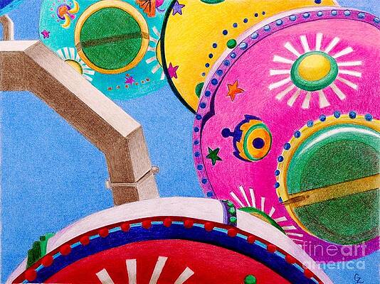 Wall Art - Drawing - Celestial Ferris Wheel by Glenda Zuckerman