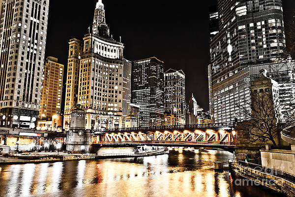 Chicago City at Night by Paul Velgos Chicago City at Night by Paul Velgos