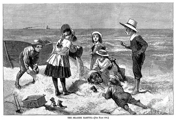 Wall Art - Photograph - Children At The Beach, 1877 by Granger