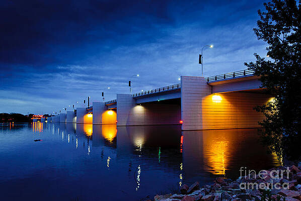 Wall Art - Photograph - Claude Allouez Bridge At Nightfall by Duluth To Door County Photography
