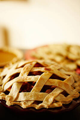 Wall Art - Photograph - Close-up Of Fresh Pie With Lattice Pattern Crust by Jupiterimages